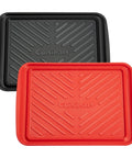 Grilling Prep And Serve Trays Set 17 x 10.5 Inch Dual Nesting Trays Red For Raw Meat And Black For Cooked Food Dishwasher Safe