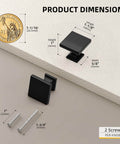 Black Square Cabinet Knobs 20 Pack 1.1 Inch Zinc Alloy Dresser And Kitchen Cabinet Hardware dimensions with screws.