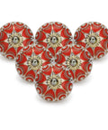 Sick Red Ceramic Cabinet Knobs Set for Fresh Kitchen and Dresser Upgrade. Vintage style drawer pulls in red, pack of six.