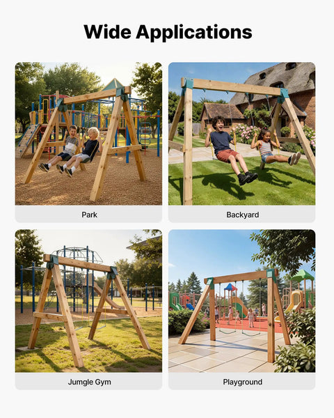 Heavy Duty A Frame Swing Set Brackets With 2 Seats And 4 Hangers For Backyard Playground Park Equipment Mounting Parts Outdoor Use Hardware Included Green Built To Last With Stable Sway Reduction And Easy Assembly