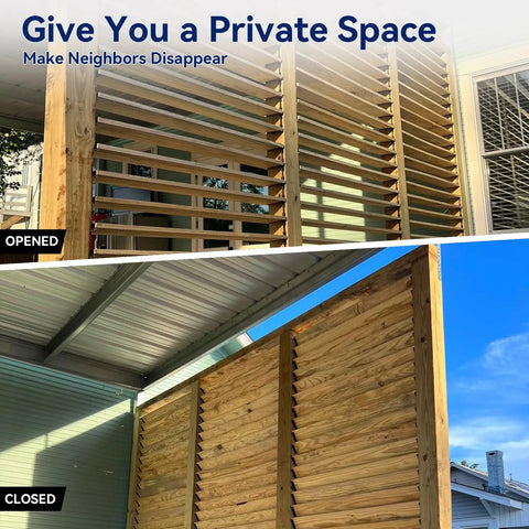 Deck Sunblind System Brackets Set For Louvers And Shutters, Adjustable Hardware Kit For Blinds, Each Set Holds Up To Eleven Boards, 48 Inch Wide, Outdoor Privacy, Rain And Sun Control, Easy Patio Upgrade