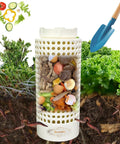Compact Vermicomposting Bin For Outdoor Gardens, Easy No Fuss Worm Farm Kit Turns Kitchen Scraps Into Rich Compost, White With Lid And Holes, Breathable Valve And 360 Degree Inlets For Faster, Smarter Composting in garden with worms and compost.