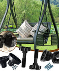 Sturdy Porch Swing Canopy Frame Replacement Kit Three Piece Set for Patio Garden Backyard with rustproof components and tools.