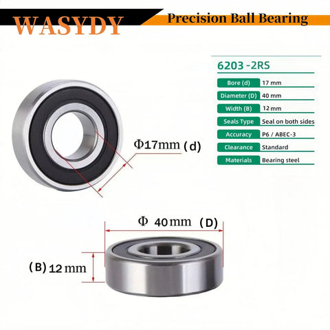 Precision Rear Ball Bearings For Pentair Whisperflo Pool Pump Motor Featuring A Tight Fit And Built To Handle Years Of Rock Solid High Speed Performance With Zero Vibration Two Pack, showing detailed dimensions and features.