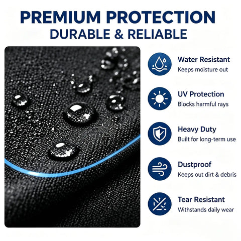Close-up of water droplets on heavy-duty Oxford fabric, showcasing the Beefy Weatherproof Cover For Electric Vehicle Charging Station.