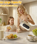 Woman using 10 In 1 Automatic Nut Milk Maker With 42 Oz Capacity For Almond Soy Oat And Plant Based Milks And Juices Dairy Free Beverages With LED Panel Delay Start Keep Warm And Self Clean