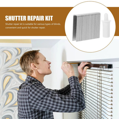 Hella Durable White Stainless Steel Shutter Pins Paired With A Dead Simple Louver Repair Kit, man fixing plantation shutters.