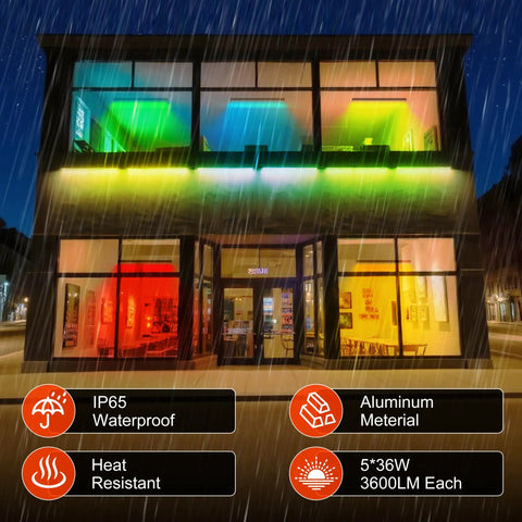 Linkable LED Light Bar Outdoor Color Changing 40 Inch RGBCW Wall Washer Light 180W With Bluetooth App and Remote Control