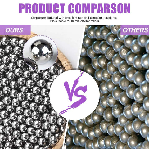 Slick Heavy Duty Chrome Steel Loose Bearing Balls 330 Piece Pack 16 Metric Sizes side by side comparison against other bearing balls.