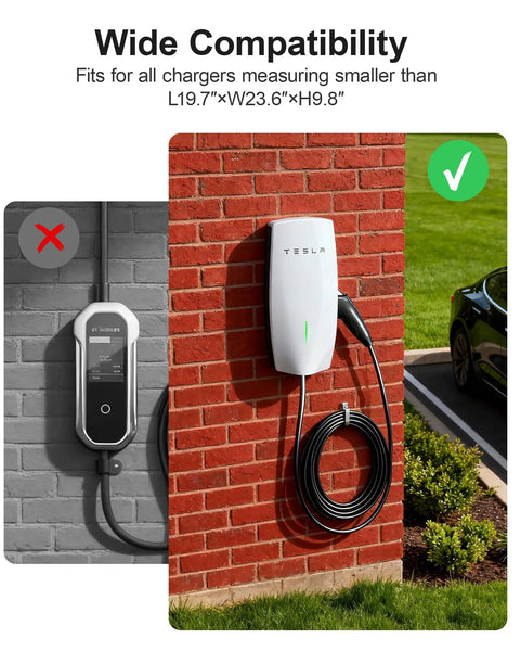Lock Down Your EV Charger Setup With This Built Like A Tank Outdoor Enclosure To Block Tampering And Weather Damage For Level Two Charging Stations In Driveways Or Garages Featuring Heavy Duty Metal Guard showing compatibility with Level 2 chargers.