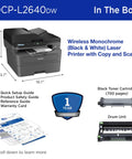 Image of Compact Monochrome 3 In 1 Laser Printer With Copy Scan And Auto Duplex Wireless And Mobile Printing Alexa Compatible No Fuss Small Biz Workhorse For Home Office Use Includes Refresh Trial, with included accessories.