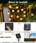 Two Pack Outdoor Solar String Lights Waterproof 98 Feet Total 100 LED Solar Powered Patio Lighting With Eight Modes Crystal Globe Decor setup guide