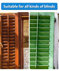 Tough As Nails Plantation Shutter Louver Staples Kit 40 Pieces Heavy Duty Repair Hardware With Two Sizes, images of wooden and green blinds.