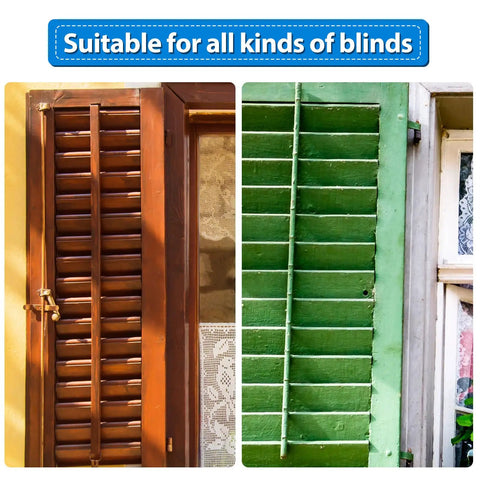Tough As Nails Plantation Shutter Louver Staples Kit 40 Pieces Heavy Duty Repair Hardware With Two Sizes, images of wooden and green blinds.