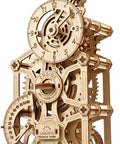Engine Clock 3D Puzzle Kit With Moving Pistons, Auto Theme Mechanical Clock, DIY Steam Engine Gear, Speedometer Style Time Display, 11.8 Inch Tall, Brain Teaser Clock Kit For Do It Yourself Enthusiasts, wooden gear clock front view