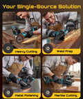 Heavy Duty Brushless Flathead Angle Grinder Kit With 21V Lithium Ion Muscle And Dual 5 Ah Packs Paired With Lightning Fast Dock for metal polishing.