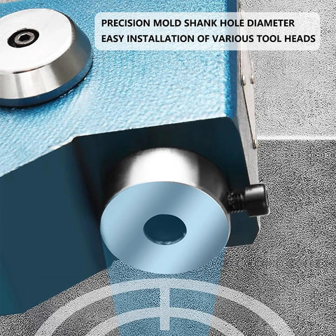 Close-up of the Precision Mold Shank Hole on Premium Manual Arbor Press Delivering Rock Solid 1100 Lb Force Without Breaking A Sweat.