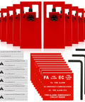 Fire Alarm Lockout Kit 10 Pack for ESeries, Red Color Safety Lockout tools, labels, and hex keys for commercial systems.