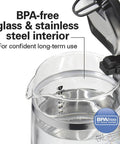 1.7 Liter Glass Electric Kettle With Double Wall Cordless Serving Auto Shutoff And Boil Dry Protection Built In Mesh Filter Variable LED