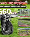 Heavy Duty Gate Wheel For Metal Gates And Fences, Eight Inch Gate Caster Fits One And A Quarter To Two And A Quarter Inch Outer Diameter, Anti Slip Rubber Tread, Galvanized Wheel Surface For Corrosion Resistance, 550 Lb Capacity, Black, One Pack.