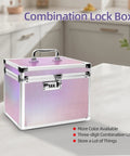 Colorful Aurora Combination Lock Box With Code For Personal Items Safe For Meds And Docs Portable Medicine Lockbox