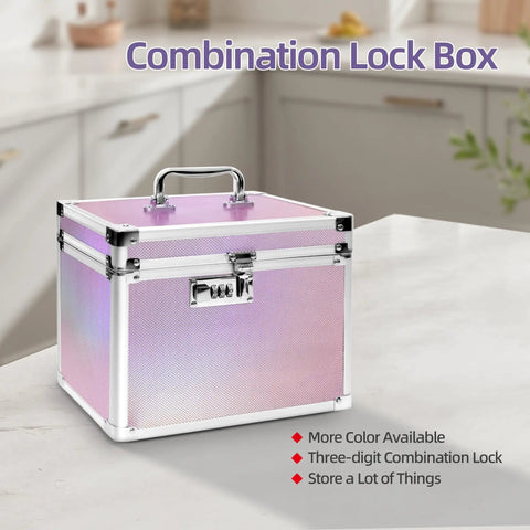 Colorful Aurora Combination Lock Box With Code For Personal Items Safe For Meds And Docs Portable Medicine Lockbox