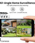 4 Camera Solar Powered Outdoor Wireless Security Kit With No Subscription 5MP Ultra HD on smartphone app display