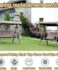 Heavy Duty Outdoor Swing Canopy Replacement Cover For 3 Seater Porch Swing All Weather Waterproof Khaki Top Shade
