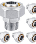 Six Pack Straight Air Piping Fittings Three Quarters Inch By One Half Inch Brass Nickel Plated 200 Psi Pro Grade Tubing Fittings
