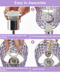 Step-by-step assembly of Touch Control Crystal Table Lamp Set Of 2 Black Nightstand Lamps With USB C And USB A Charging Ports.