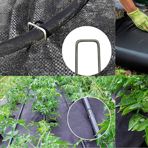 100 Pack 12 Inch Garden Stakes Pins Heavy Duty Landscape Staples for garden fence ground anchoring weed barrier fabric