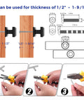 Instructional image showing installation of Matte Black Square Cabinet Knobs 15 Pack 1 Inch Diameter Zinc Solid Drawer Pulls.