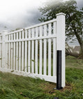 Heavy Duty H Frame Fence Post Stabilizer Kit For Straightening Leaning Wood Fence Posts Without Any Drama While Keeping Residential Yards And Decks Level And Secure Today, black steel bracket on wooden fence post.