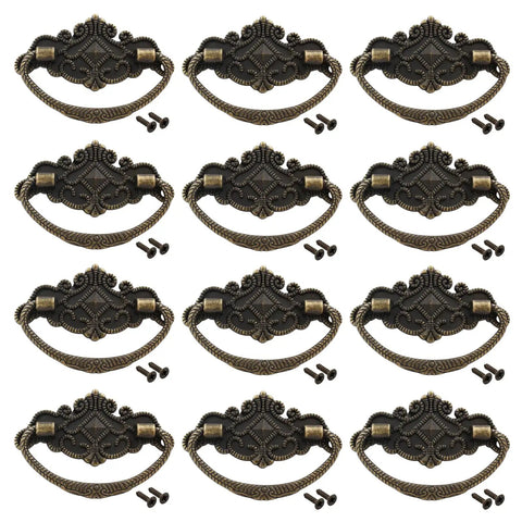 Stunning 12 Pack Vintage Antique Bronze Cabinet Pulls and Drawer Handles featuring old school charm, zinc construction, 2.64x1.69 inches.