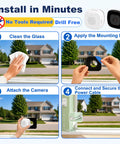 Install No Drills Necessary Two Pack 2K Window Security Cameras Indoor Home Surveillance step-by-step guide.