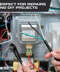 Product image of Super Heavy Duty Coiled Extension Cord Retracting Power Cable 5 Foot Black Flat Plug showing wiring for repairs.