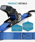 Heavy Duty 1 Inch By 4 Foot Boat Trailer Tie Down Straps With Ratchet Buckle, PVC Coated S Hook