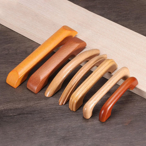 Wood Drawer Pull Handles 96mm Center Spacing Bridge Shaped Beech Wood Cabinet Knobs for Kitchen Cabinets and Furniture
