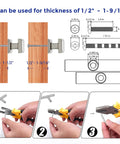 Installation diagram for 30 Pack Brushed Nickel Square Cabinet Knobs And Drawer Pulls Set for Kitchen Cabinets Upgrade