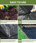 Steps to use 2 Pack 3x50 Ft Weed Barrier Landscape Fabric With 3 Oz Woven Geotextile And 30 U Shaped Pegs for garden setup.