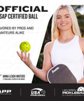 Player with Pickleball Performance 40 Outdoor Balls Optic Yellow Built For Tough Outdoor Courts With Bright Optic Color