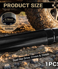 Heavy Duty Six Spline Lug Nut Socket Key With 13/16 And 7/8 Inch Hex Drive Fits M14x1.5 And M14x2 Threads for dual hex drive with size details.