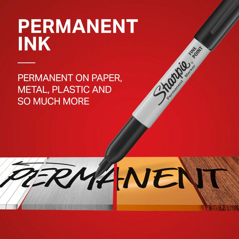 Premium Fine Tip Permanent Markers In Solid Black Pack Of 5 Quick Drying Bold Ink with permanent ink on various surfaces.