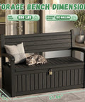 80 Gallon Outdoor Storage Bench Deck Box Waterproof Resin Lockable UV Resistant Garden Furniture For Porch Patio Poolside Black Cushion Included Weatherproof Durable Easy Assembly