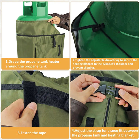 Propane Tank Heater Blanket With Digital Temperature Control And 24 Hour Timer UL Certified Safe Warmer installation on LP gas cylinder