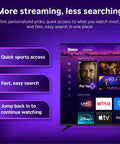 Next Level HD Media Stick Player With Clutch Voice Remote For Smooth Streaming Of Live TV Free Movies And Your Favorite Apps interface on a TV.