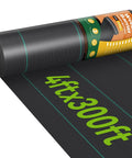 Heavy Duty Woven Weed Barrier Fabric 4 Ft By 300 Ft 3.2 Oz Landscape Underlayment in roll with visible size marking