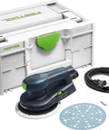 6 Inch Random Orbital Sander With Stepless Speed Preselection And 5 mm Stroke, EC Technology, accessories, and case