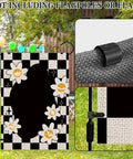 All Season Garden Flag Stoppers And Clips Kit securing checkered banner on outdoor pole
