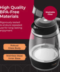 Fast Boil Electric Kettle Cordless With 1500W SpeedBoil No Fuss Quick Heat Borosilicate Glass Water Heater glass body view